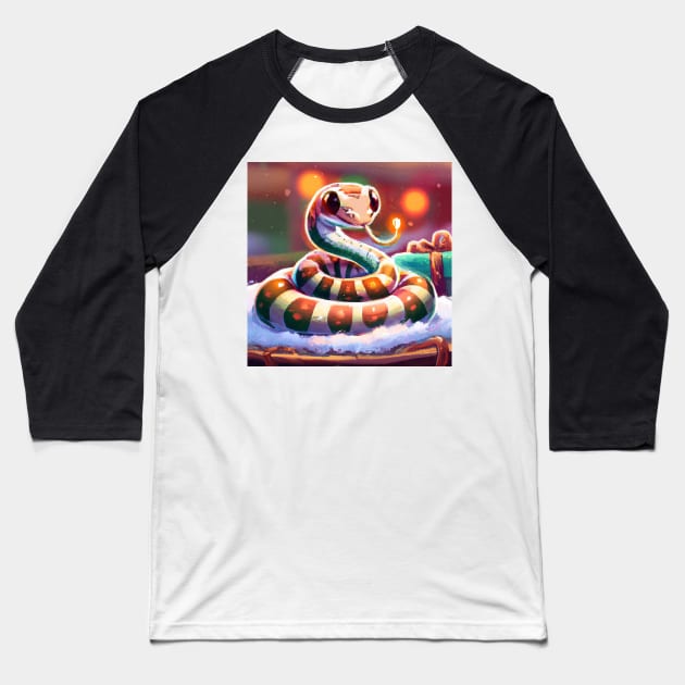 Cute Snake Drawing Baseball T-Shirt by Play Zoo